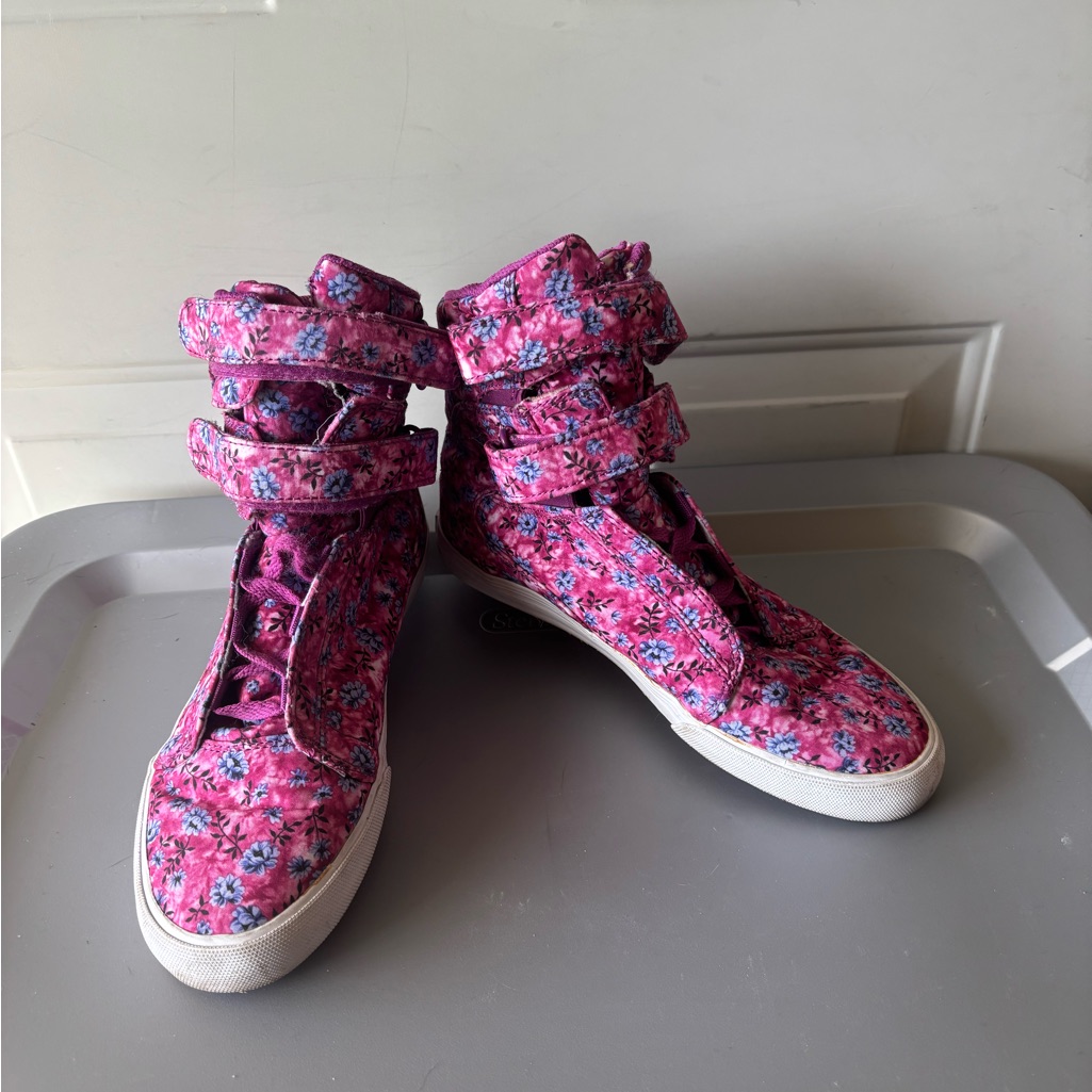 Supra Pink Society Ii Orchid Flower High Top Sneakers Size 8.5
